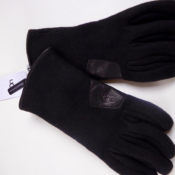 UGG Fabric & Leather Palm Glove Faux Sherpa Lining